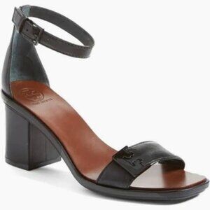 Tory Burch Black Gabrielle Leather City Block Heel Sandal Size 8.5